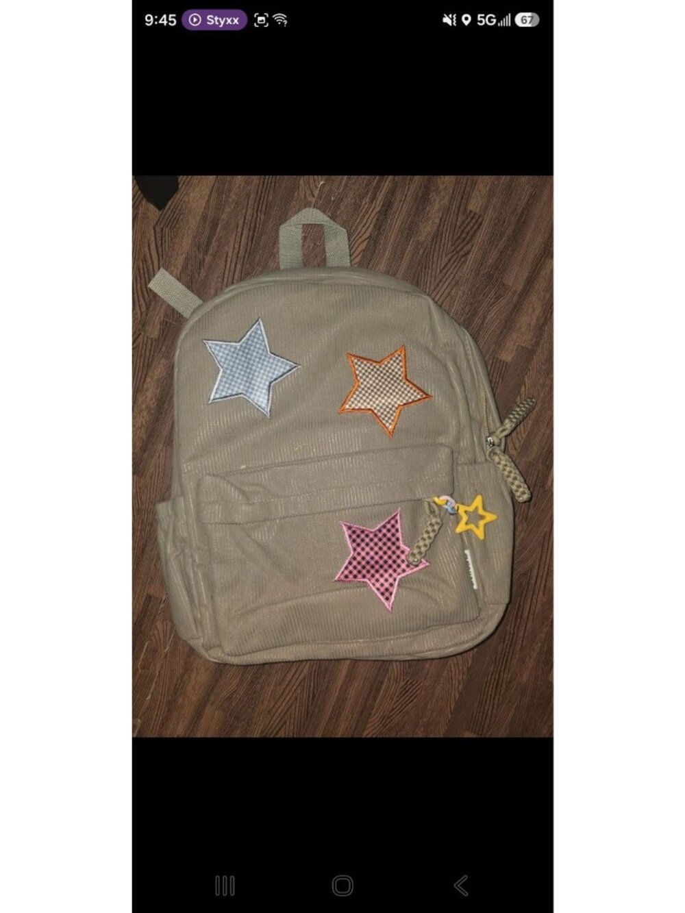 Star Patch Corduroy Backpack With Adjustable Straps & Multiple Pockets For Every